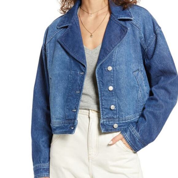 Free People Now or Never Denim Trucker Jacket - Picture 1 of 13